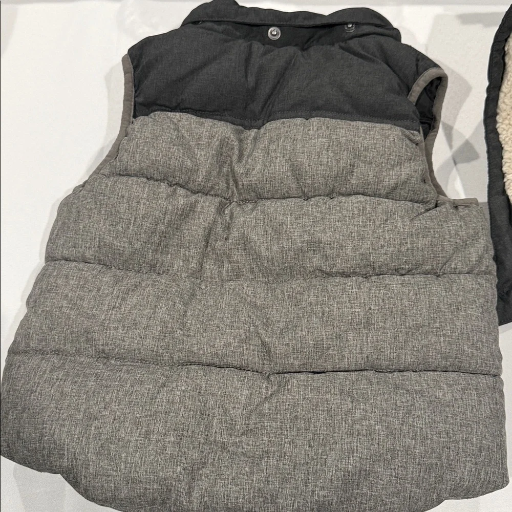 H&M Charcoal Gray Puffer Vest with Detachable Hood